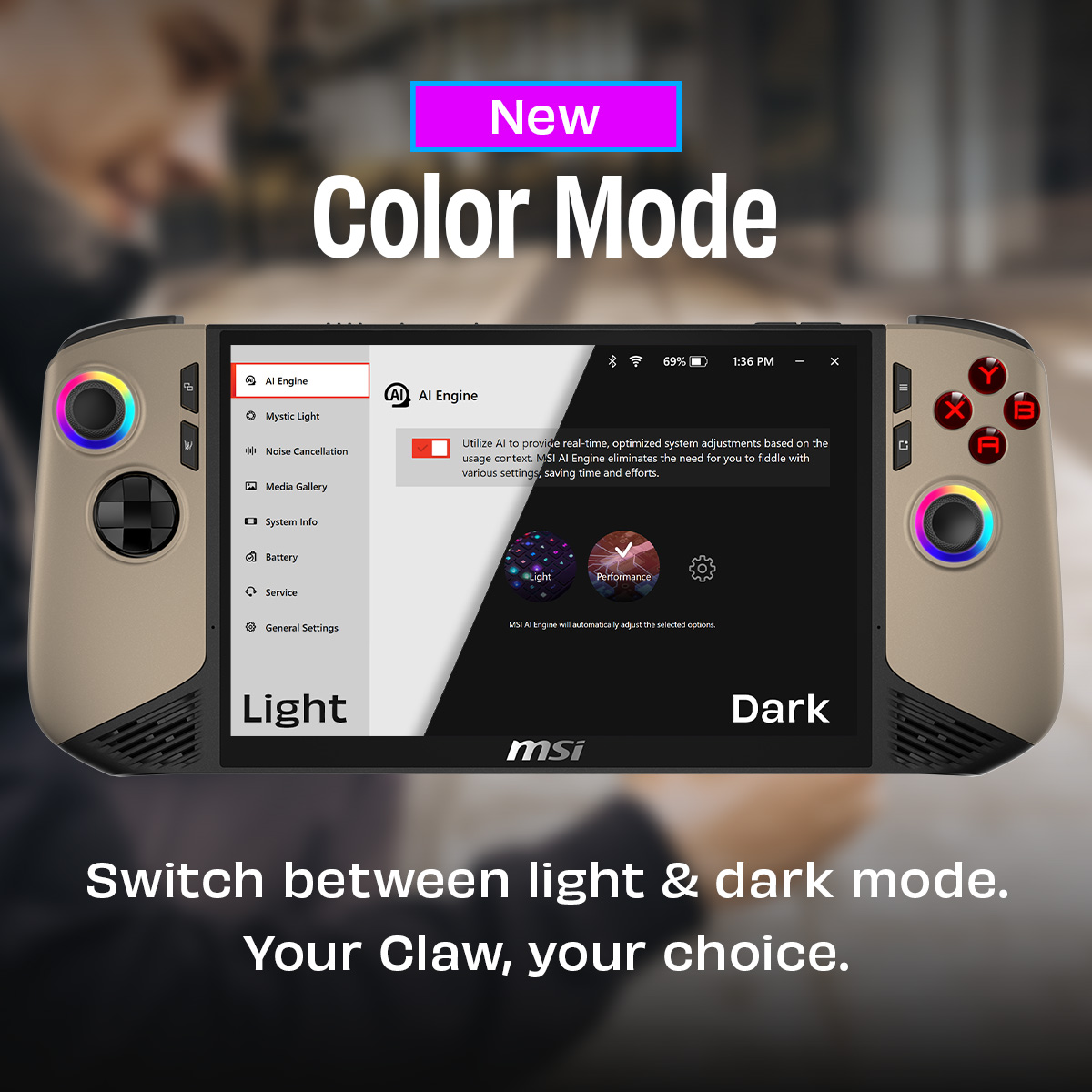 Interface de la MSI Claw après mise à jour