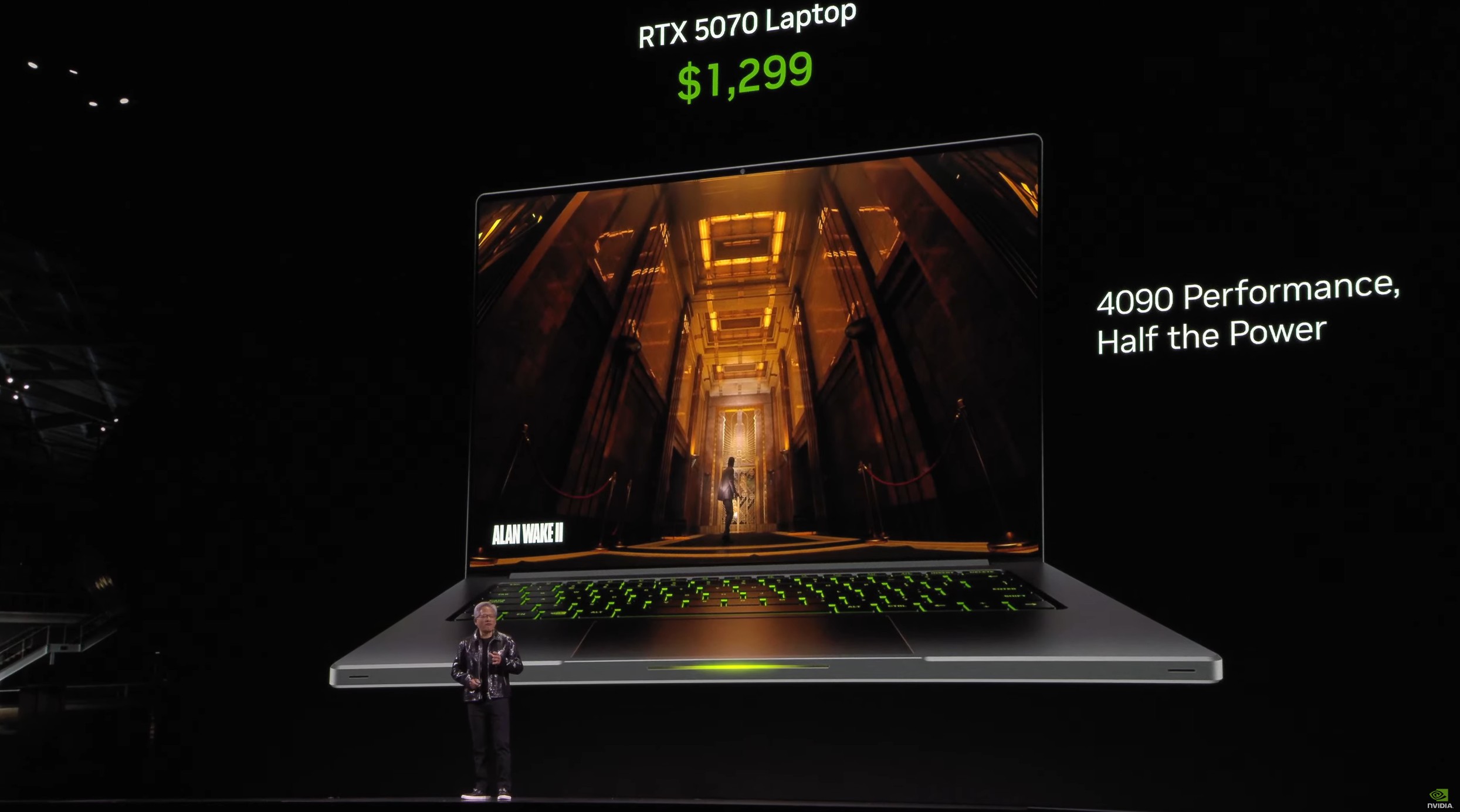 Nvidia CEO Jensen Huang announcing Blackwell laptops.