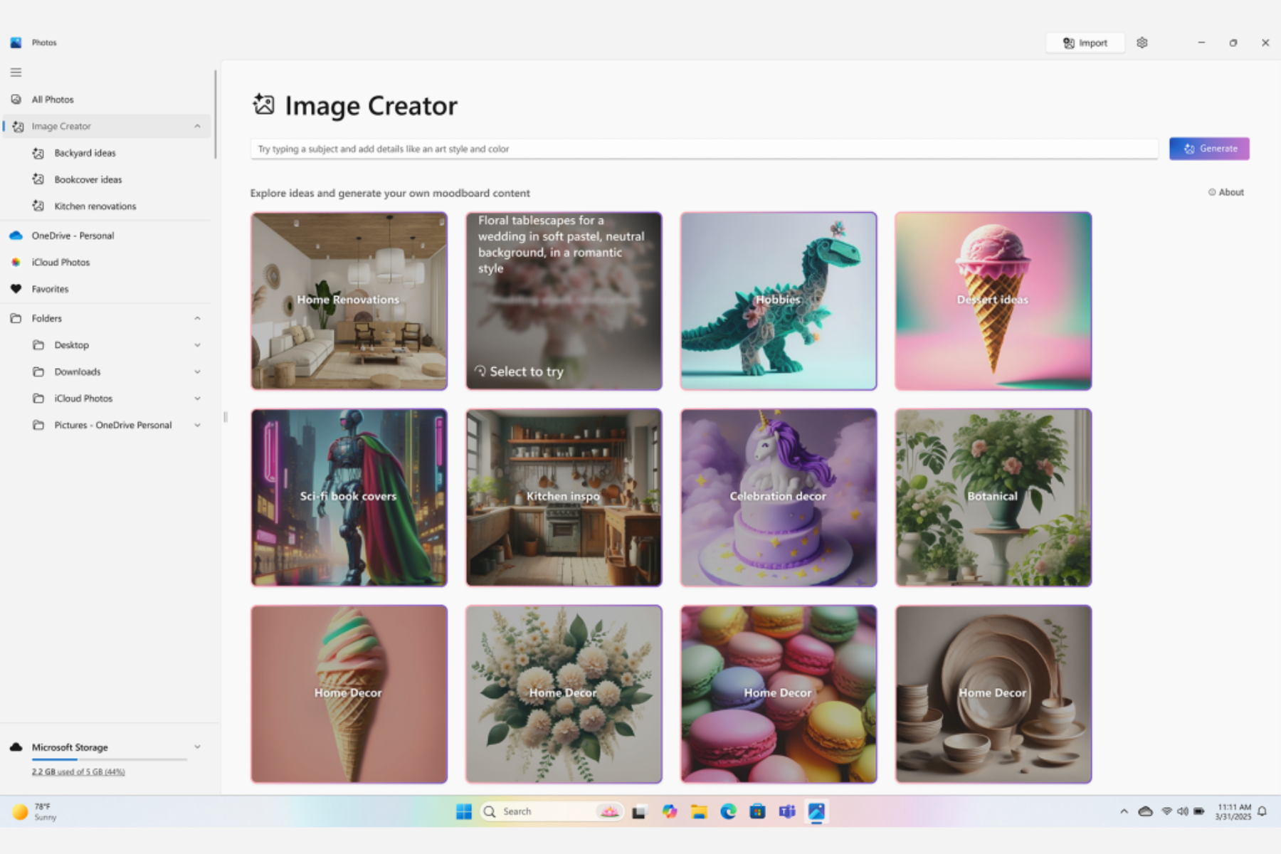Outil Copilot Image Creator pour Windows.