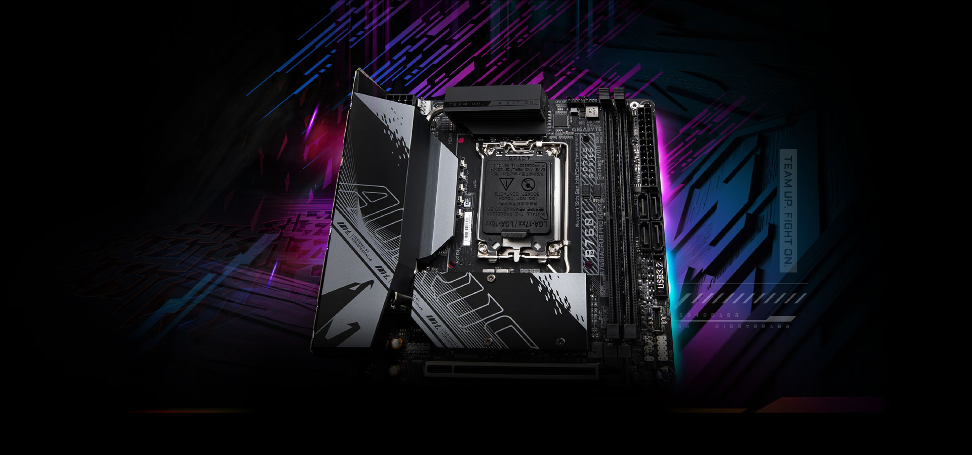 Une carte mère mini-ITX de Gigabyte avec des graphiques à l'arrière.