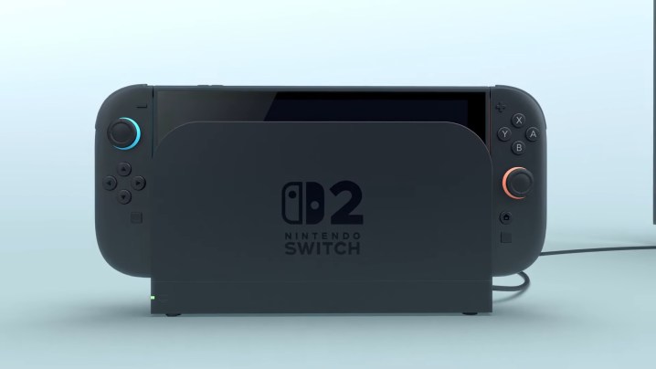 Une Switch 2 dans son dock.
