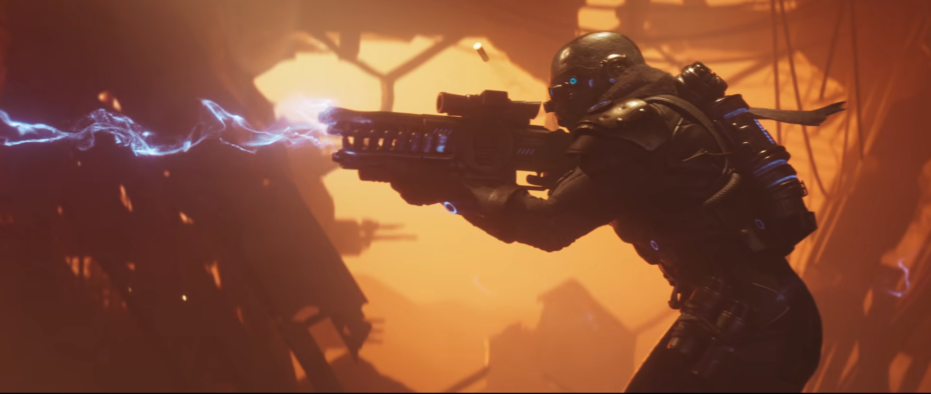 Un soldat tirant avec un pistolet laser.