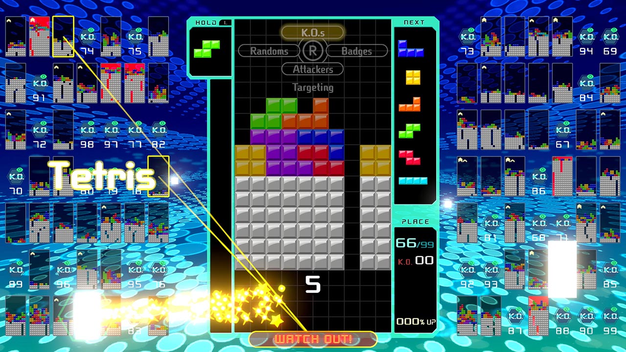 Une partie de Tetris est jouée dans Tetris 99.
