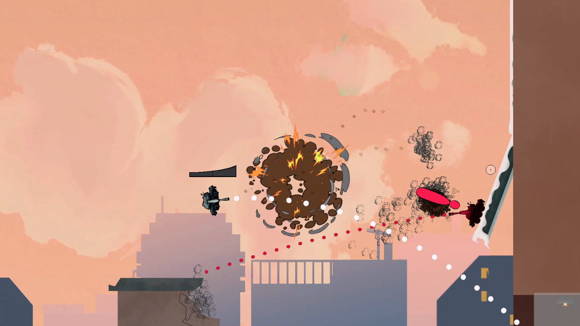 Tank explosant dans le jeu Tankazooka.