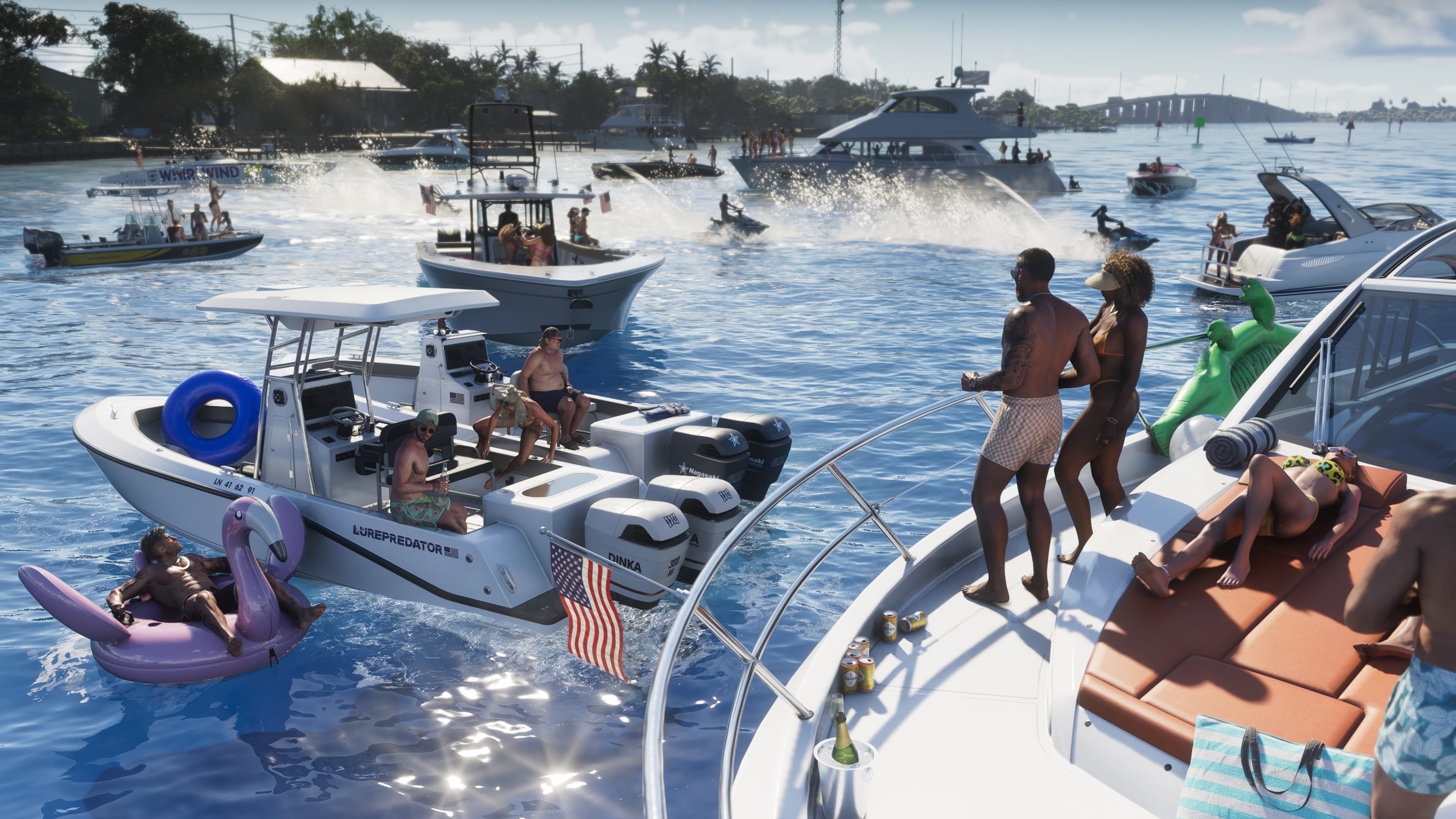 People stand on boats in Grand Theft Auto 6.