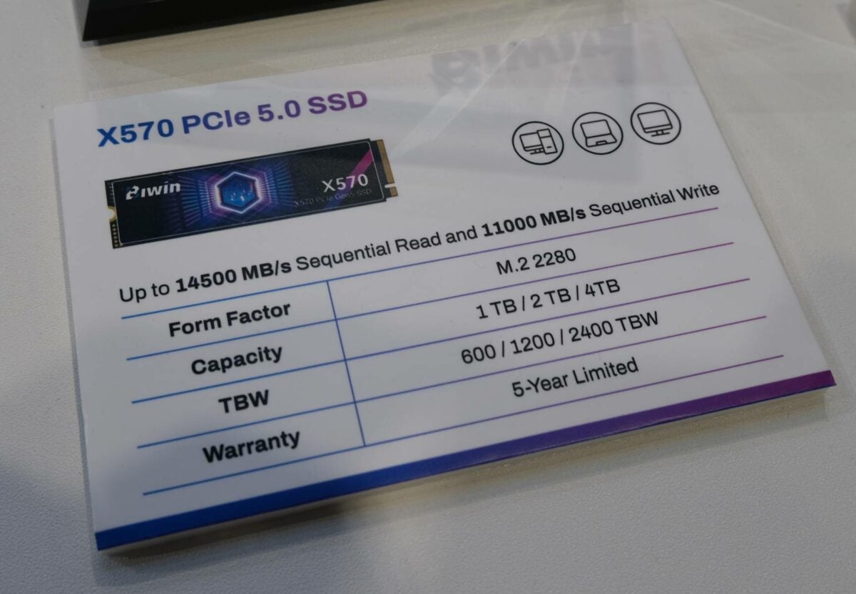 Biwin X570 PCIe 5.0 SSD specs.