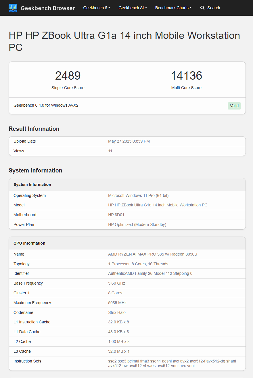 HP ZBook Ultra Ryzen AI Max Pro 385