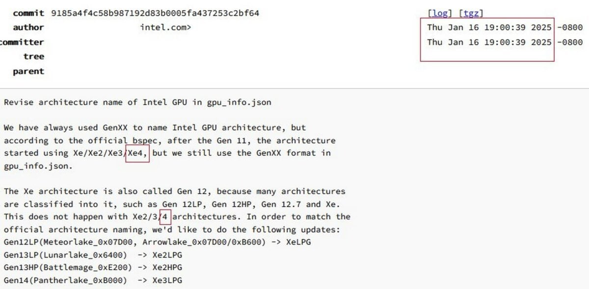 Intel Xe4 spotted in document.