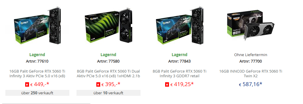 Ventes RTX 5060 Ti