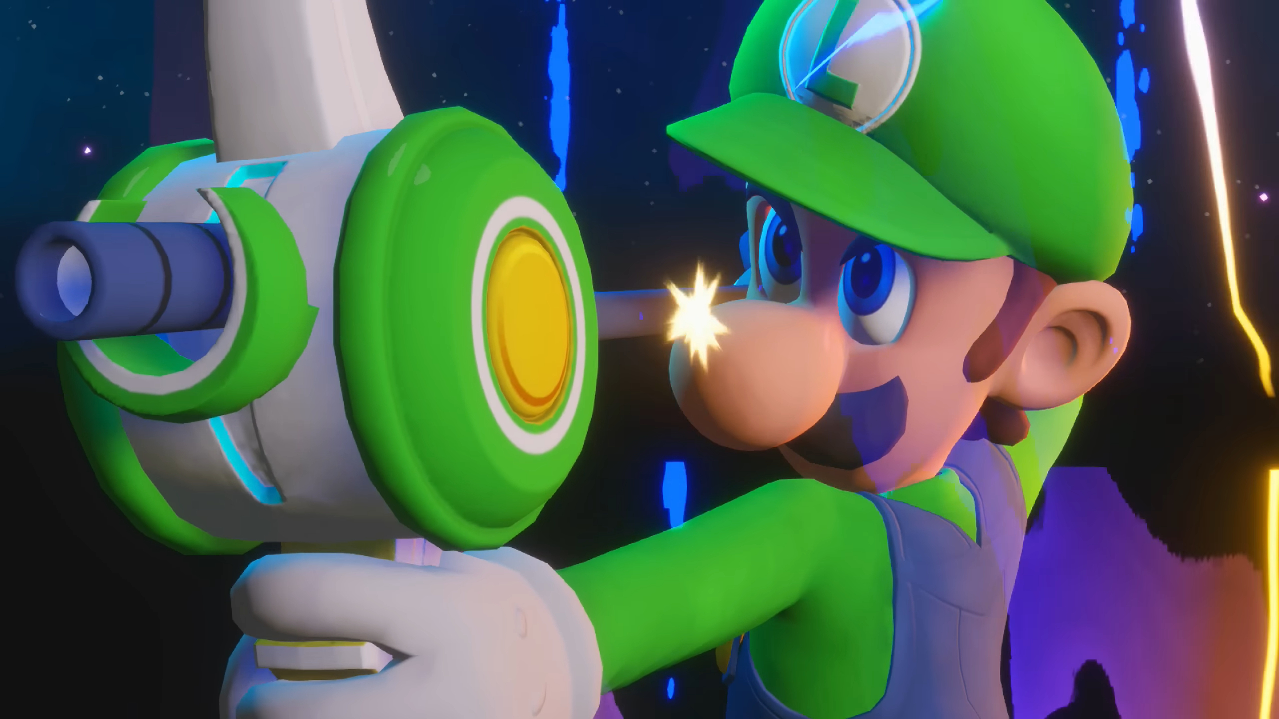 Luigi vise avec son arc.