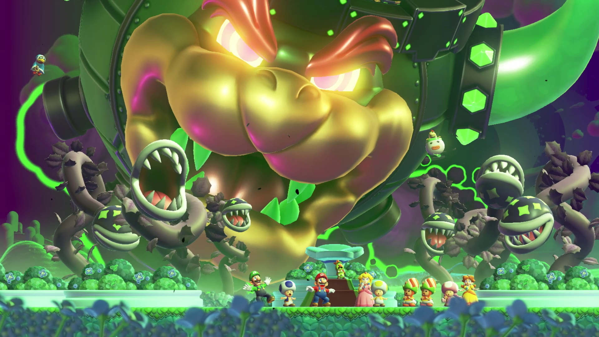 Bowser terrorise Mario et ses amis dans Super Mario Wonder.