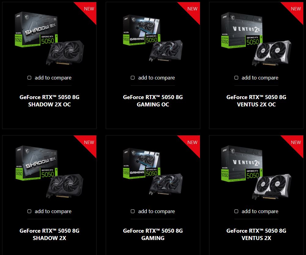 MSI RTX 5050 Editions