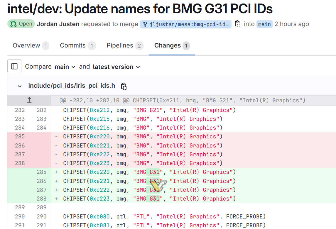 BMG-G31 dans la liste des pilotes MESA
