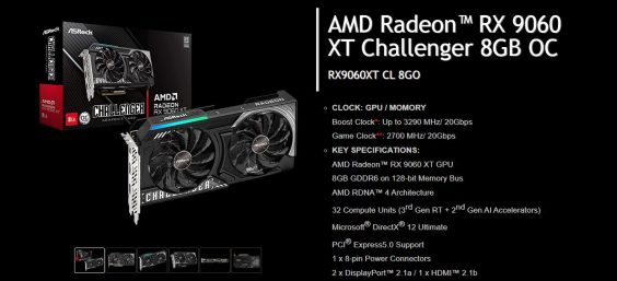 RX 9060 XT Challenger 8 GB OC