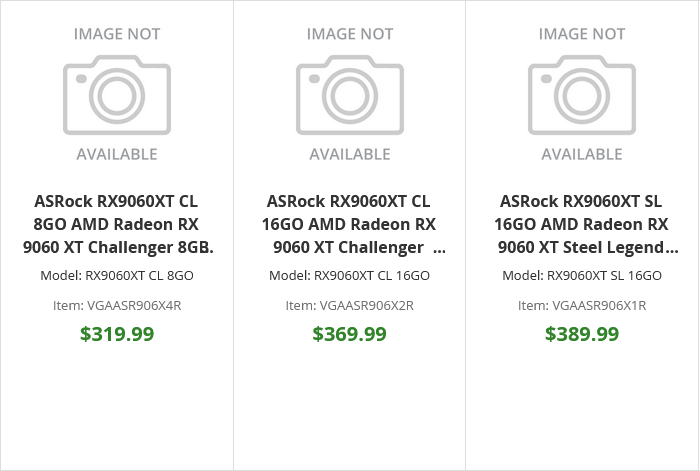 AMD RX 9060 XT ASRock CA retailer