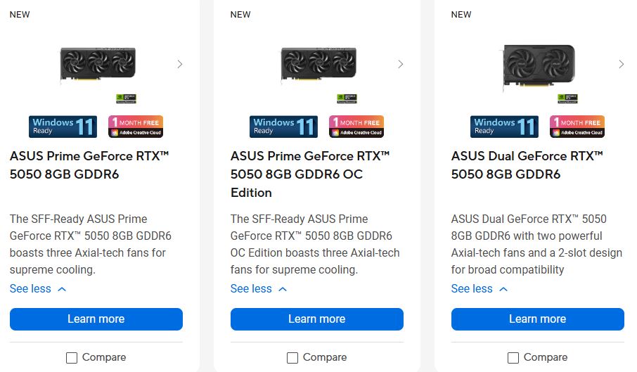 ASUS RTX 5050 editions