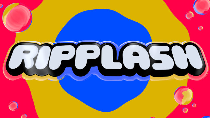 Un logo pour le jeu Ripplash apparaît sur un fond coloré.