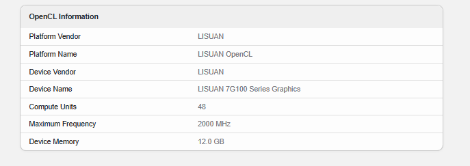 Lisuan G100 Specifications