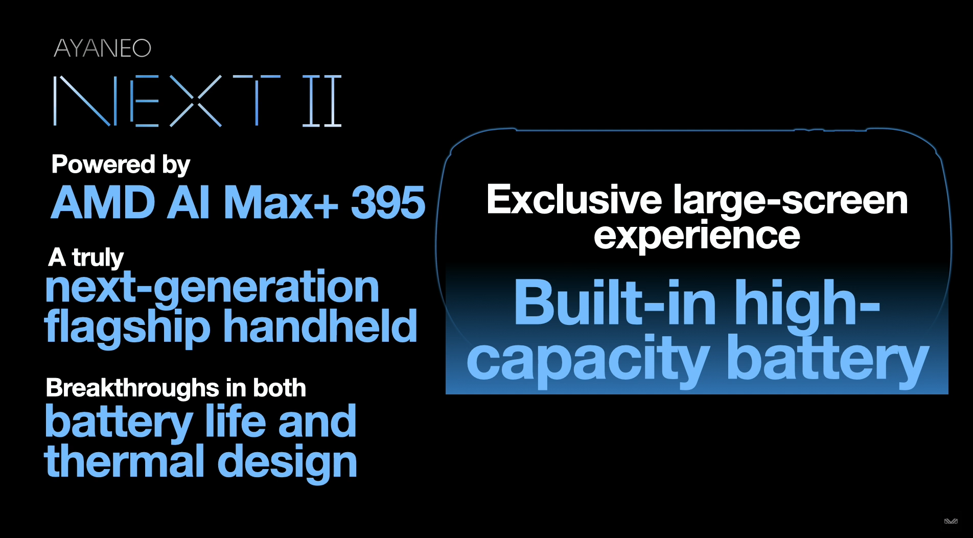 AYANEO NEXT II portable : AMD AI Max+ 395, grand écran, batterie haute capacité, design de prochaine génération.