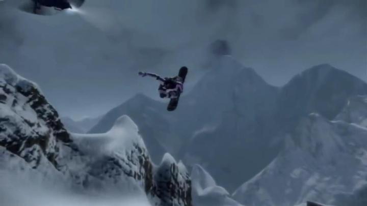 Un snowboarder exécutant un saut dans SSX.