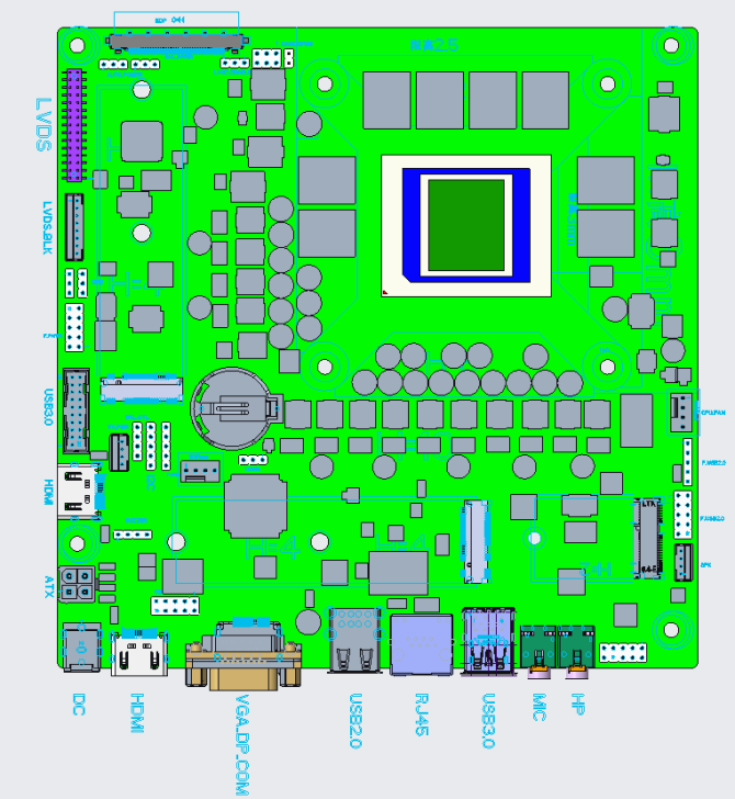 Diagramme d'une carte mère de PC montrant différents ports et composants.