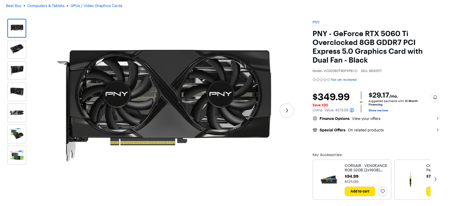 PNY RTX 5060 Ti 8 Go Best Buy