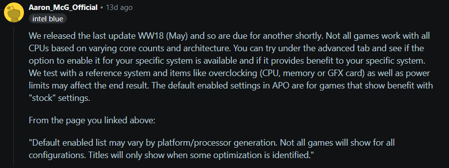 Informations sur les mises à jour du système et les optimisations pour les processeurs Intel.