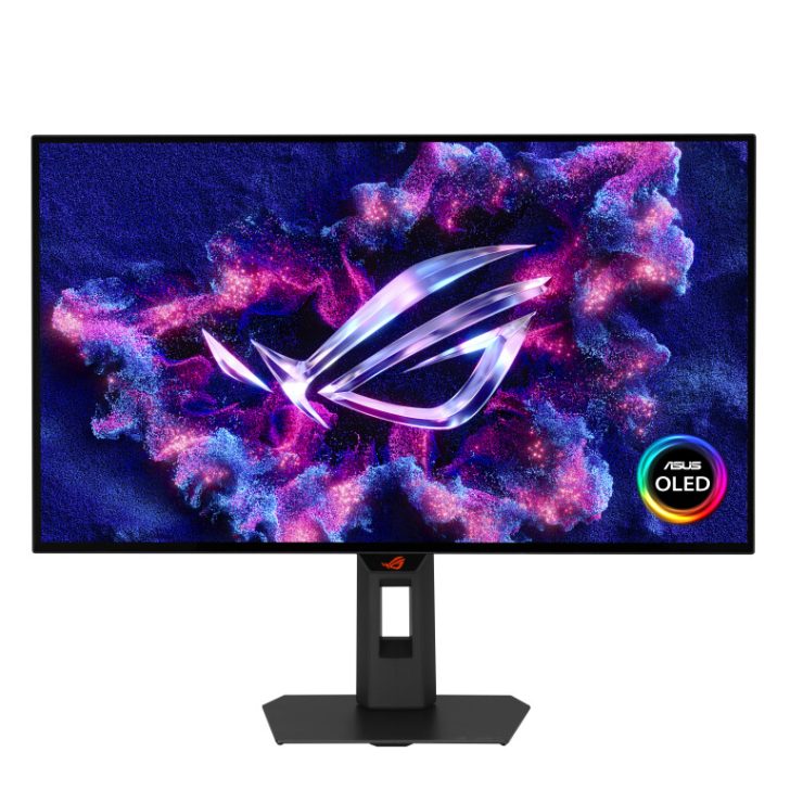 Moniteur de jeu avec un affichage OLED vibrant montrant des graphismes colorés. Idéal pour des expériences immersives.