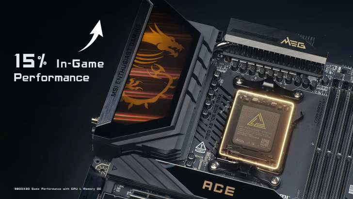 Carte mère MSI pour les joueurs, promettant un gain de performance de 15 % avec des fonctionnalités avancées.