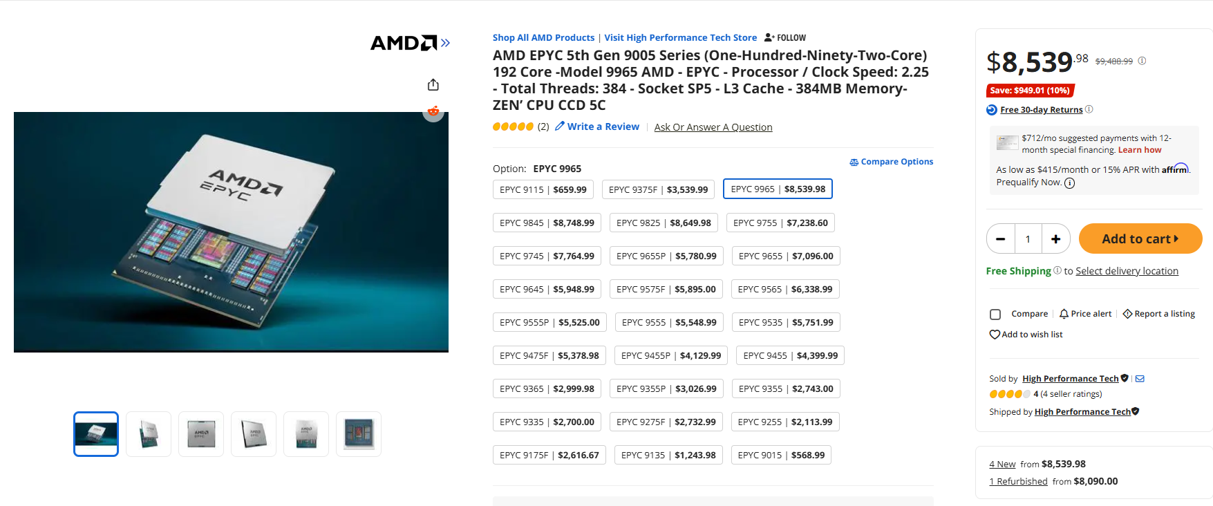 AMD EPYC 5th Gen 9005 Series 9965