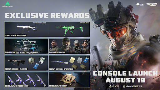 Récompenses exclusives et lancement de la console annoncé pour le 19 août avec des images du gameplay.