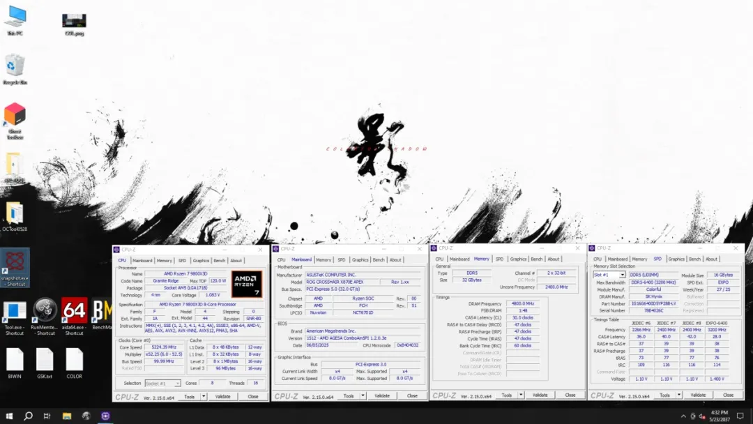 Détails de CPU-Z sur un processeur AMD Ryzen 7, RAM et spécifications de la carte mère