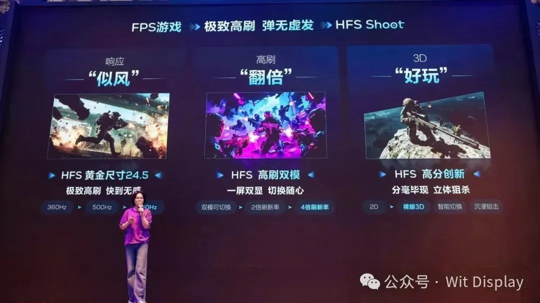 Présentation de jeux sur la technologie HFS avec trois modes d'affichage.