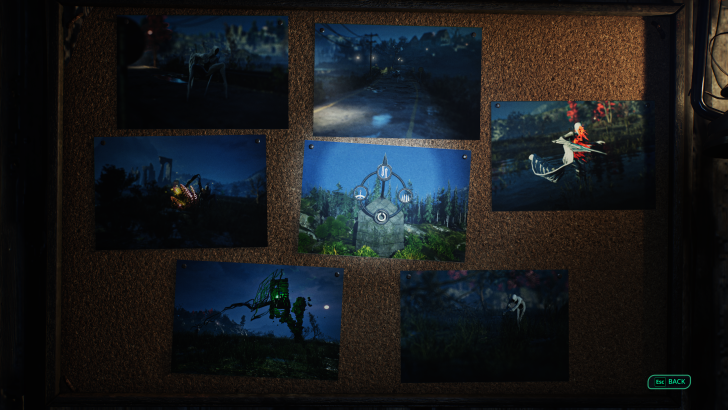 Tableau d'affichage avec diverses photos de créatures.