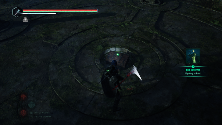 Personnage au-dessus d'un coffre dans le jeu.