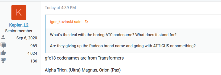 Codenames des GPU AMD RDNA 5 : Alpha Trion, Ultra Magnus, Orion Pax.
