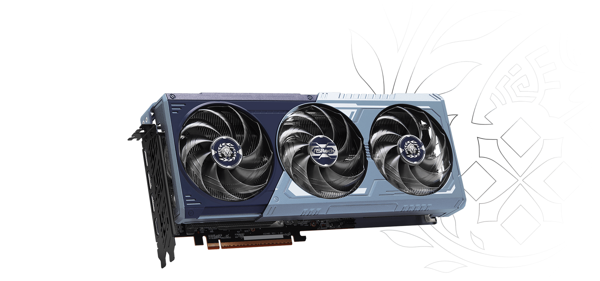 Carte graphique ASRock Phantom Gaming avec trois ventilateurs de refroidissement.