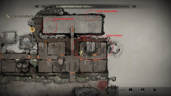 Carte de l'Ebisugaoka Middle School montrant l'emplacement du casier