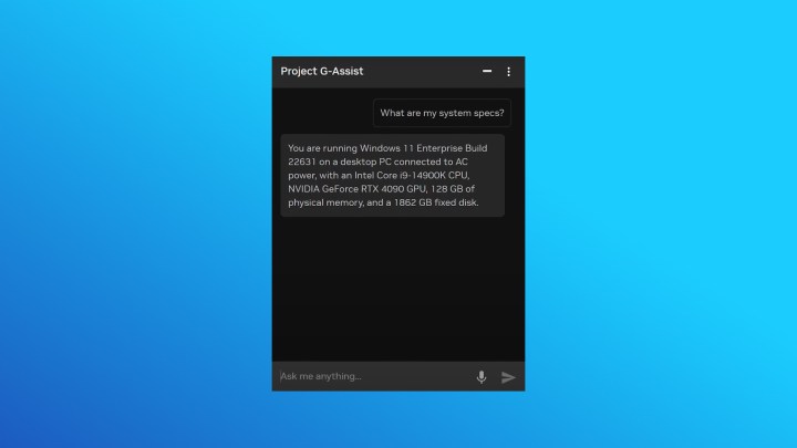 Nvidia G-Assist chatbox.