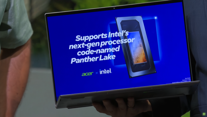 Ordinateur portable Acer affichant le processeur de nouvelle génération d'Intel, Panther Lake.