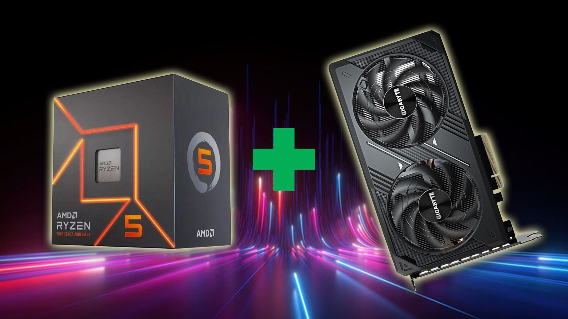 Processeur AMD Ryzen 5 7000 et carte graphique Gigabyte.