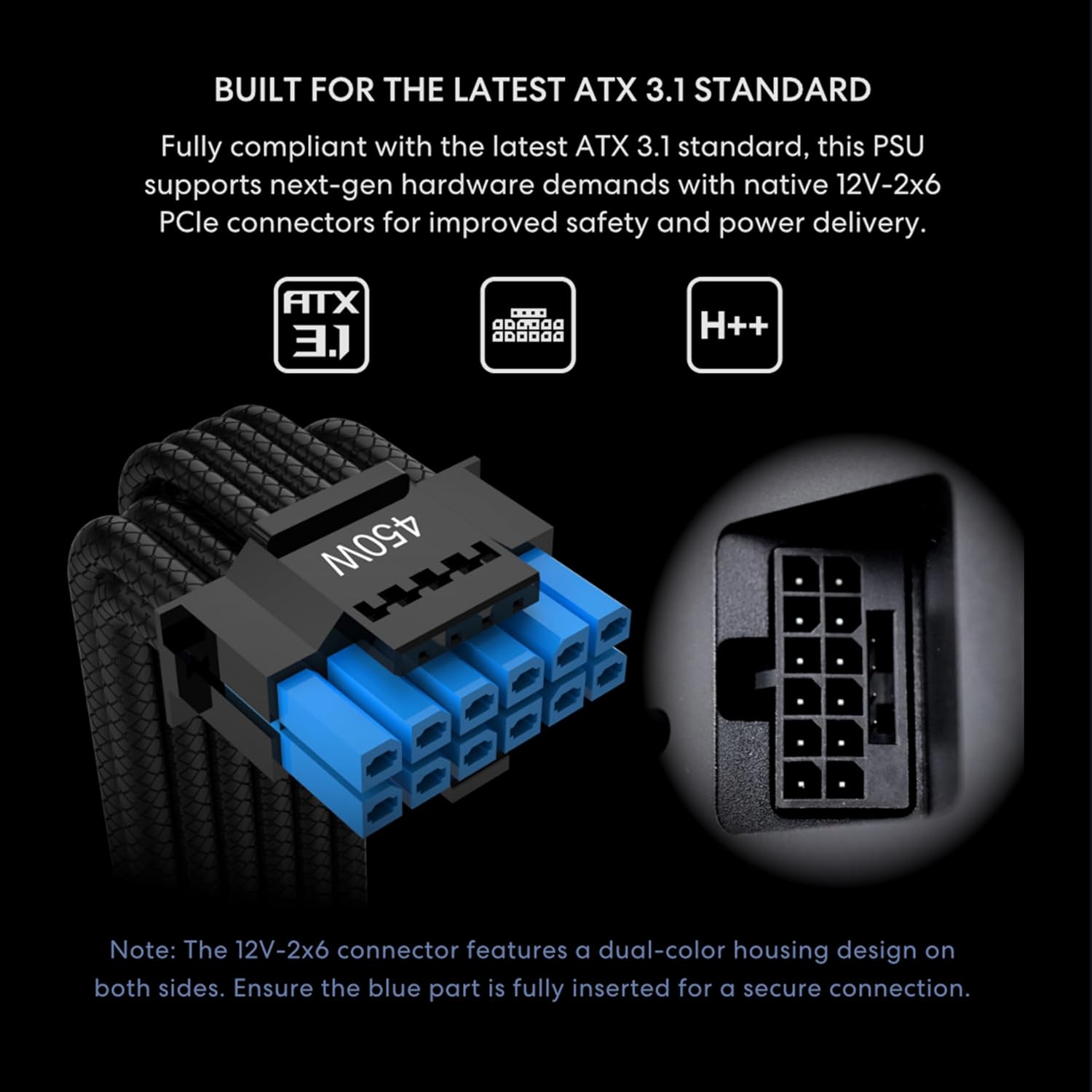 Câble d'alimentation ATX 3.1 étiqueté 450W.