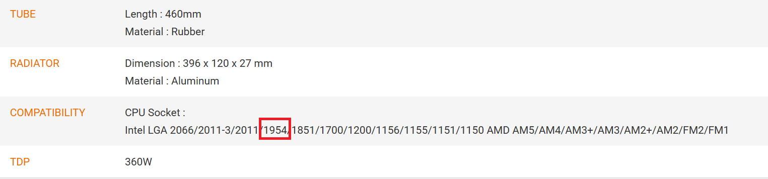 Schéma de compatibilité mettant en évidence le socket 1954 d'Intel en rouge.