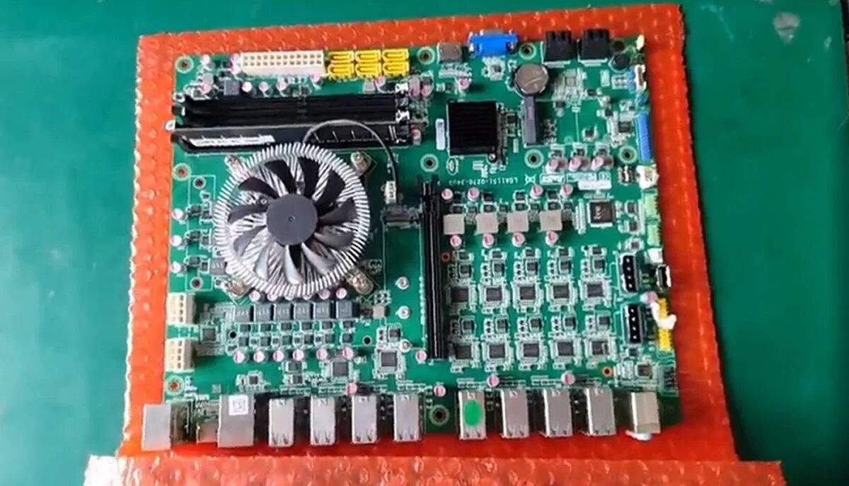Custom motherboard with 36 USB.
