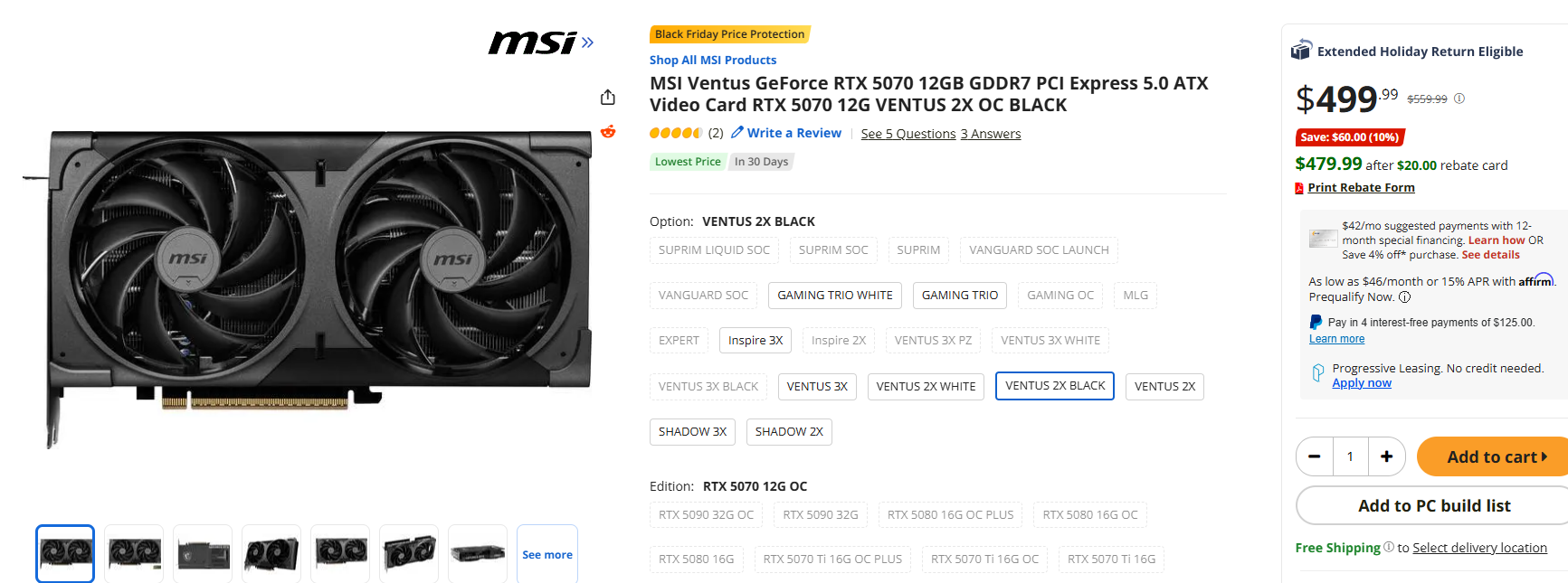 MSI Ventus GeForce RTX 5070.