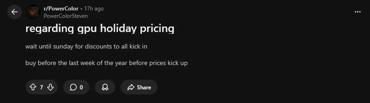 Annonce de vente Powercolor.