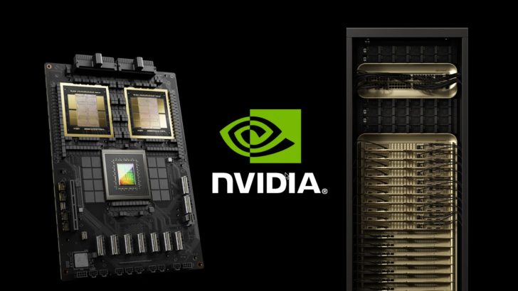 Technologie NVIDIA avec logo, comportant des composants de calcul avancés.