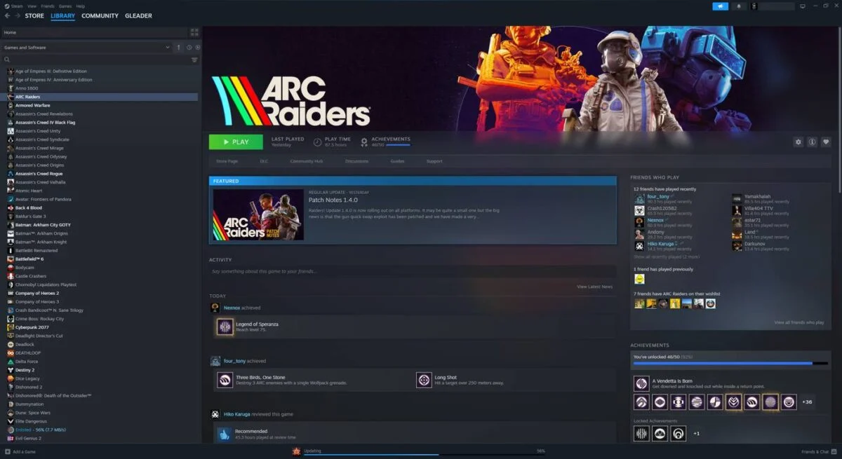 Bibliothèque du client Steam.