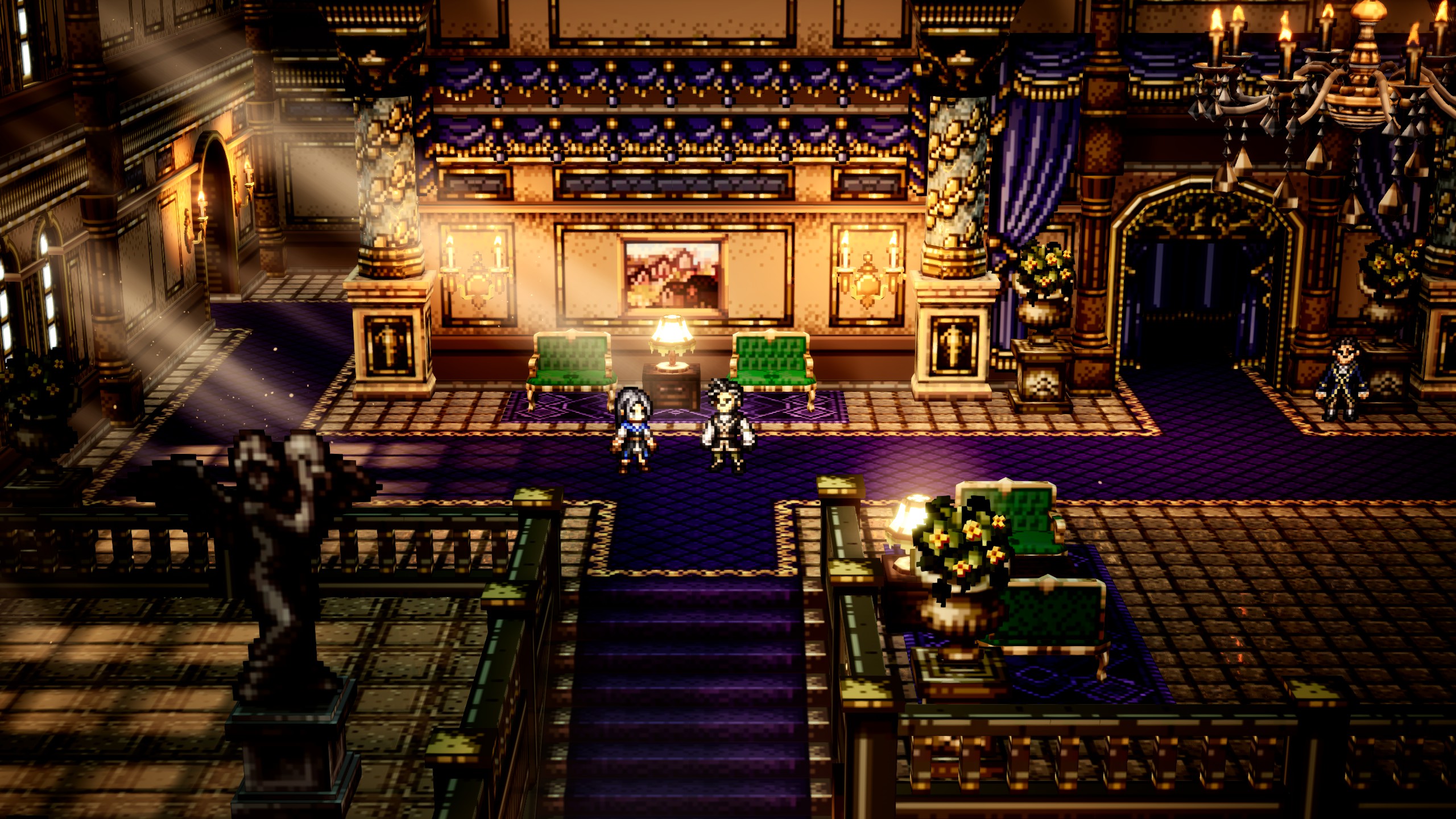 Scène avec deux personnages dans Octopath Traveler 0