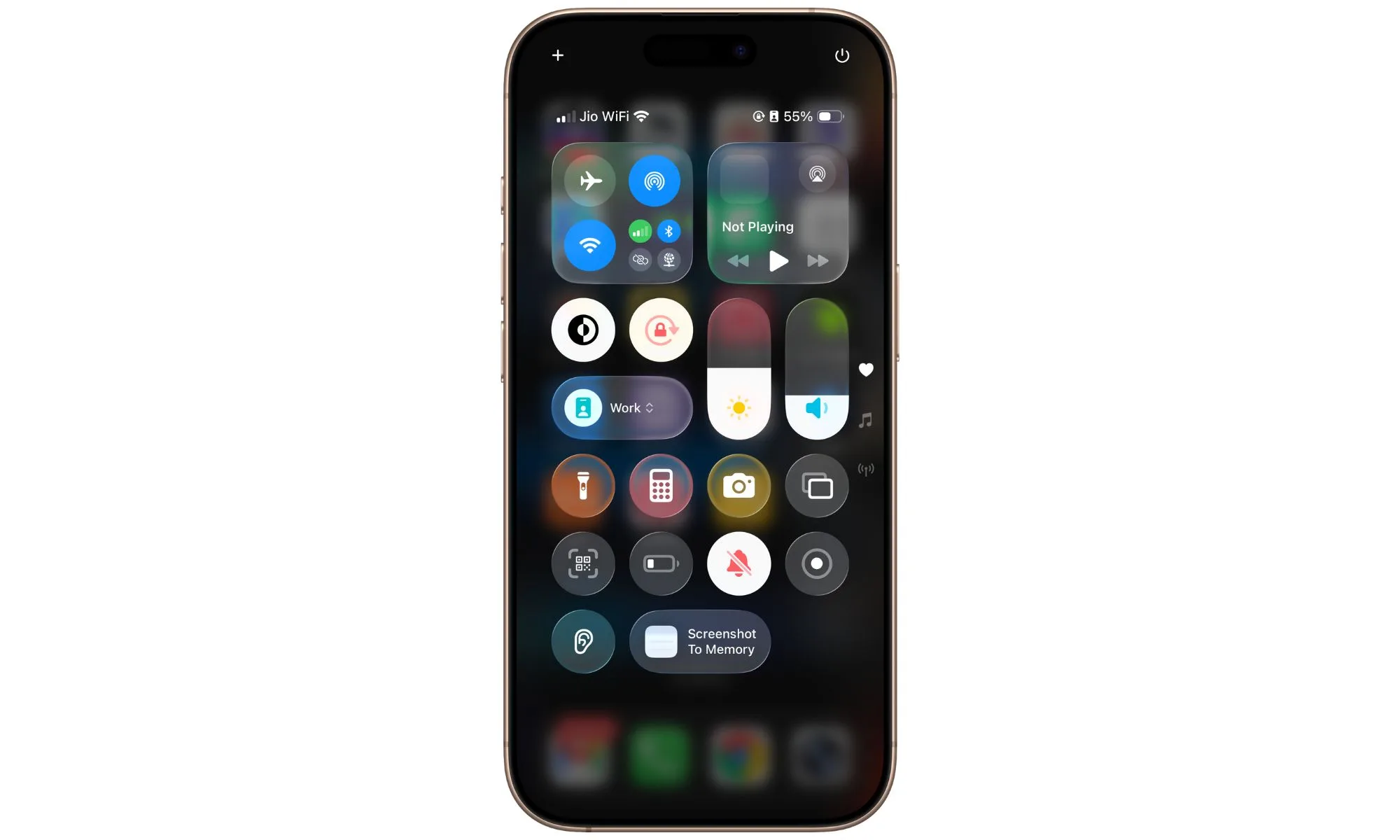 Centre de contrôle sur iPhone.